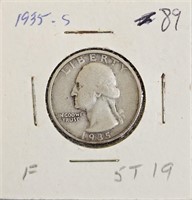 1935 S 90% Silver Washington Quarter