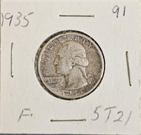 1935 90% Silver Washington Quarter