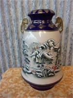 Magnificent Giant Hand Painted Asian Vase
