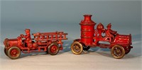 2 Antique Cast Iron Fire Department Toys