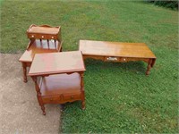 2 Wood Endtables and Coffee Table