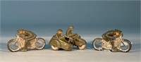 3 Antique Metal Motorcycle Toys