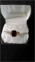 14K (stamped) Square Red Stone Ring