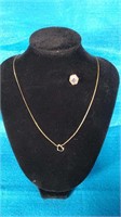 18" 14K (stamped) Chain with a floating heart