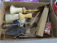 COLLECTION OF BARBER BRUSHES, COMBS, MISC