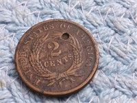1867 2-cent piece very nice condition except the