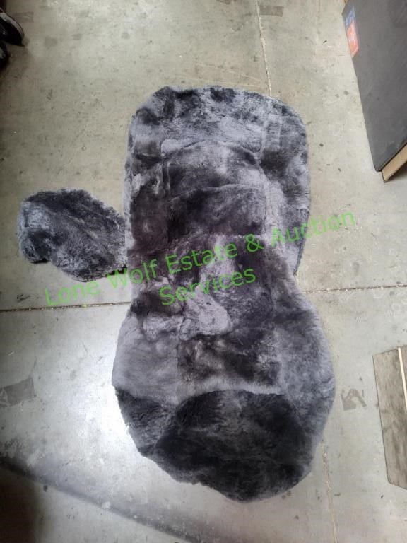 Grey Faux Fur Seat Cover
