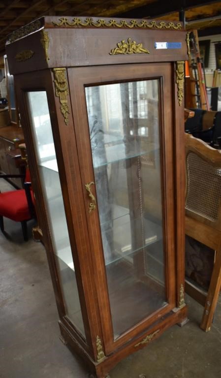 Antique French Ornate Wood Ormolu Display Case