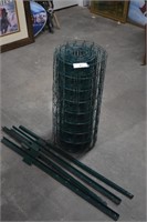 Four U-Posts & Roll of Metal Wire Fencing
