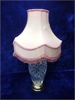 Pretty Crystal Boudoir Lamp with Silk Shade