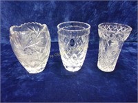 Three Nice 6" Crystal Flower Vases