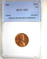 1964 Cent MS67+ RD LISTS $13500
