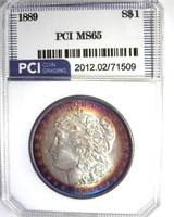 1889 Morgan PCI MS65 Blue Purple Rim