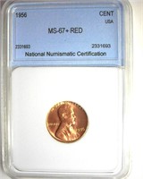 1956 Cent MS67+ RD LISTS FOR $15000