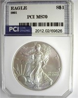 2001 Silver Eagle MS70 LISTS FOR $1200