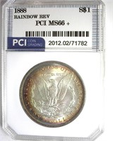 1888 Morgan MS66+ Rainbow Rev LISTS $1550