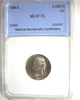 1986-D Nickel MS67 FS LISTS $2750