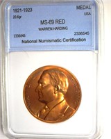 1921-1923 Medal NNC MS69 RED Warren Harding