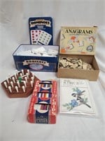 Dominoes, Anagrams, IQ Tester, Chips, Score Pad