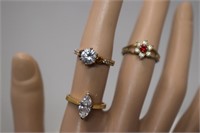 Three Costume Jewelry Rings