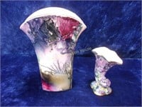 2 Pcs Hand Painted Bone China Flower Vases