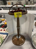 MID CENTURY 2FT TALL METAL SMOKING STAND W/ GLASS