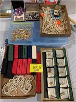 GROUP OF COSTUME JEWERLY, EMPTY JEWELRY BOXES