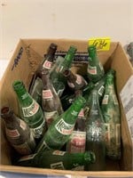 BOX OF GLASS SODA BOTTLES OF ALL KINDS