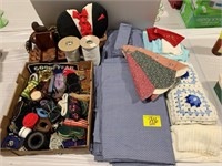 SEWING SUPPLIES, GROUP OF SOFT GOODS, SPOOLS OF