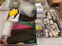 ROLLS OF WALL PAPER, GROUP OF FABRIC & SEWING