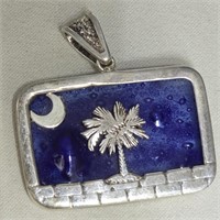 SC Beautiful Blue Palm/Moon 925 Sterling Pendant