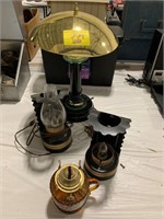 BRASS TOP LAMP, PAIR OF WALL MOUNT ELECTRIFIED