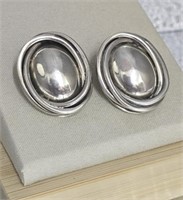 Simple Sterling Silver Vintage Clip-On Earrings