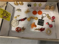 FLAT W/ PAIRS OF COSTUME EARRINGS OF ALL KINDS