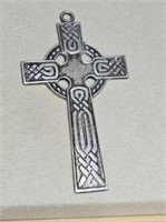 Vtg. Large Sterling Silver Celtic Cross Pendant