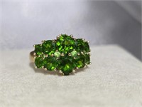 Diopside Emerald 14KG Over Sterling Chrome Ring
