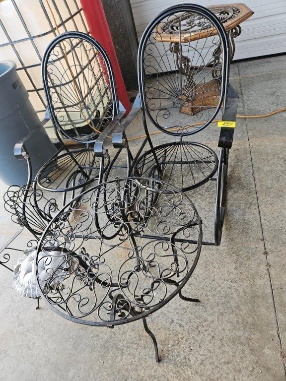 IRON PATIO SET INCLUDING (2) ROCKERS, TABLE, AND