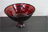 Vintage 10" Ruby Red Crystal Pedestal Bowl & Faux