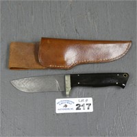 Nice Unmarked Damascus Knife & Sheath