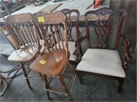 (2) BAR STOOLS, AND (3) DINING ROOM CHAIRS