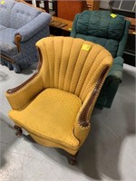 MUSTARD YELLOW UPHOLSTERED ACCENT CHAIR, GREEN