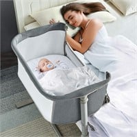Bedside Sleeper, Easy Folding Portable Crib (Grey)
