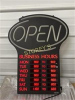 Illuminated OPEN Sign w/ Hours