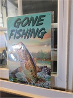Gone Fishing Tin Sign