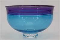 Amethyst and Aqua Art Glass Bowl