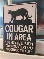 Cougar In Area Tin Sign