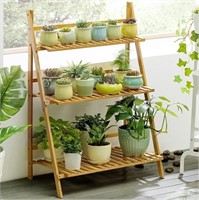 N6514  ZZBIQS 3-Shelf Plant Stand, Bamboo, Natural