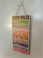 Camp Rules Wood Sign