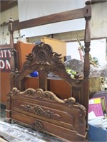 KING SIZE CARVED ORNATE BED WITH RAILS