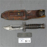 Early Camillus Pilot / Combat Knife & Sheath